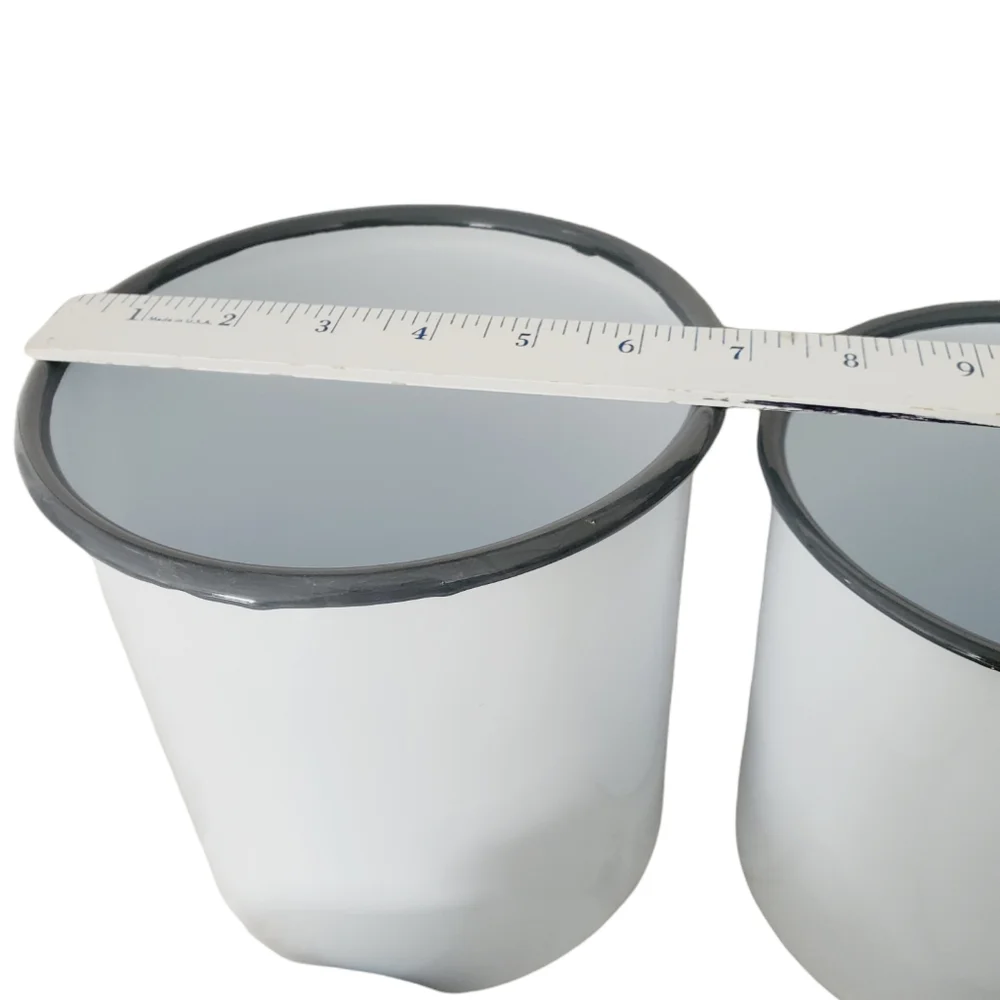 Farmhouse White Enamel Flour and Sugar Canister Set with Lids Kitchen Storage